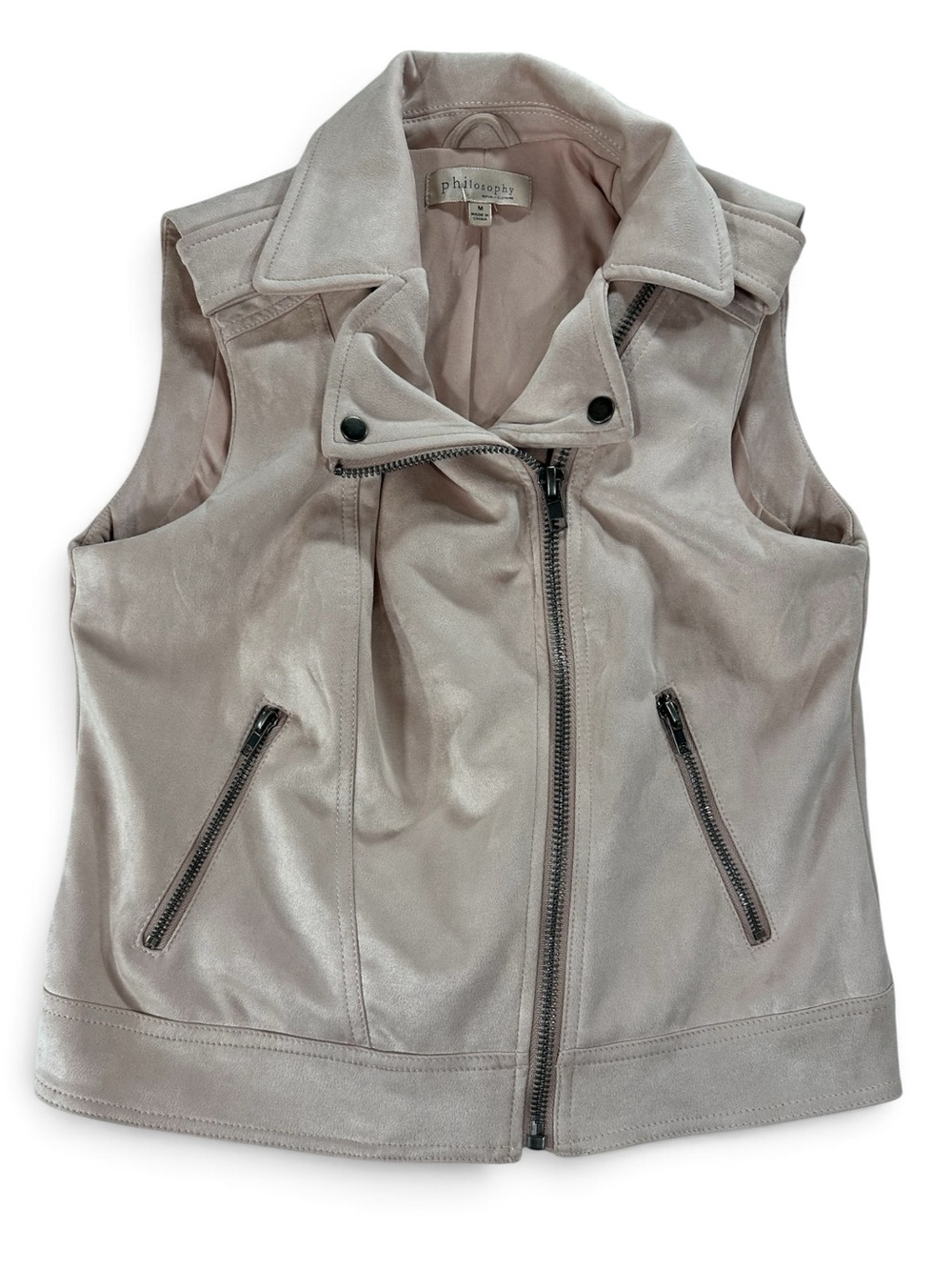 Philosophy Women’s Light Pink Sleeveless Moto Leather Vest M